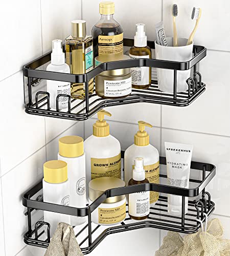 Moforoco Shower Caddy Shelf Organizer Rack, Self Adhesive Black Bathroom  Shelves Basket, Home Farmhouse Wall Shower Inside Organization and Storage  Decor Rv Accessories, First Apartment Essentials