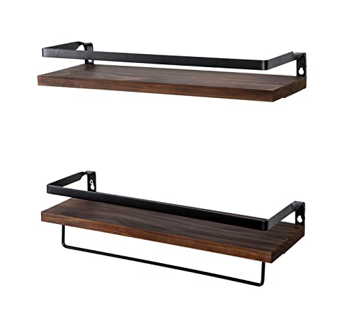 SODUKU Floating Shelves Wall Mounted Storage Shelves for Kitchen, Bathroom,Set of 2 Brown