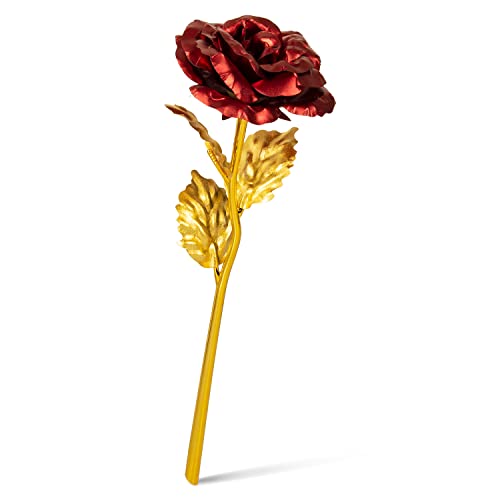 Unite Stone 24k Gold Rose, Mothers Day Rose Flower Gifts for Her Artificial Flowers Red Rose Flowers Artificial for Decoration,Great Gifts for Girlfriend Gift,Wedding,Mom Gifts,Valentines,Birthday