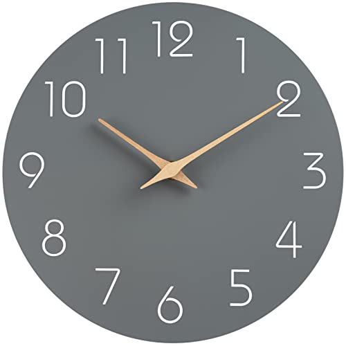 Enhance Your Space with the Mosewa 14 Inch Silent Non-Ticking Wall Clock - Battery Operated, Modern Wood Design - Perfect for Bedroom, Living Room, Kitchen, and Home Office Decor