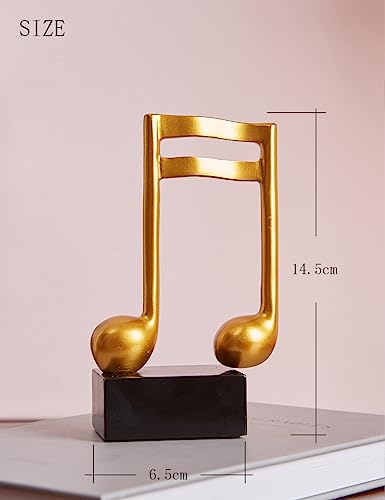 HAUCOZE 3pcs Music Note Decor Statue Musical Gifts Figurine Piano Sculpture Home Arts Gold 7.5 inch