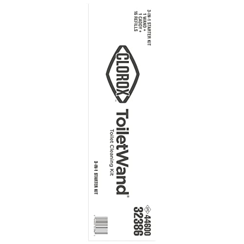 Clorox ToiletWand Disposable Toilet Cleaning Kit, Toilet Brush, Toilet and Bathroom Cleaning System with Storage Caddy and 16 Disinfecting ToiletWand Refill Heads (Package May Vary)