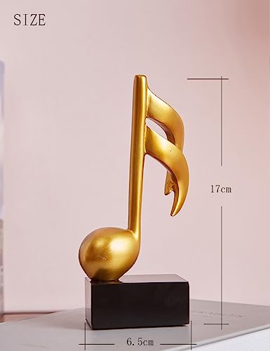 HAUCOZE 3pcs Music Note Decor Statue Musical Gifts Figurine Piano Sculpture Home Arts Gold 7.5 inch