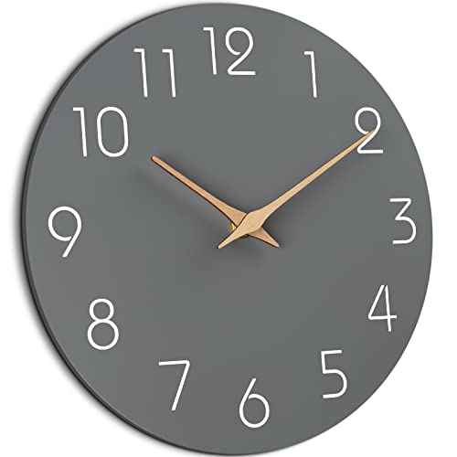 Enhance Your Space with the Mosewa 14 Inch Silent Non-Ticking Wall Clock - Battery Operated, Modern Wood Design - Perfect for Bedroom, Living Room, Kitchen, and Home Office Decor