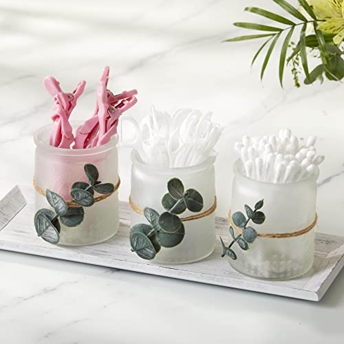 Kate Aspen Frosted Glass Votive Candle Holders & Tray Set, Farmhouse Decor, Shelf Decor, Room Decoration Accent, Table Decor, Set of 3 with Tray (00234NA)