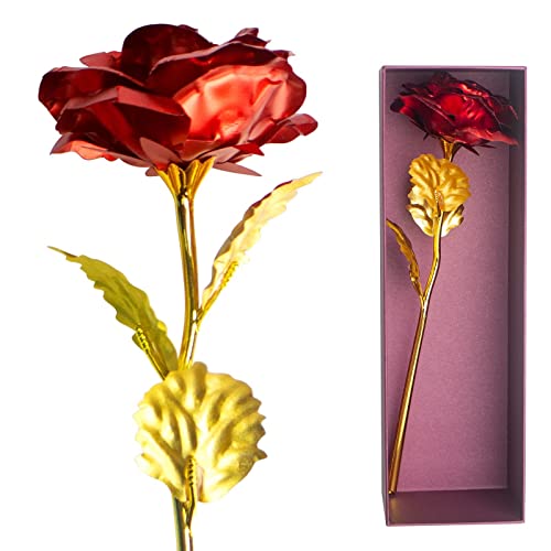 Unite Stone 24k Gold Rose, Mothers Day Rose Flower Gifts for Her Artificial Flowers Red Rose Flowers Artificial for Decoration,Great Gifts for Girlfriend Gift,Wedding,Mom Gifts,Valentines,Birthday