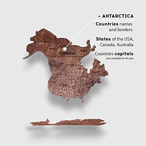 ENJOY THE WOOD 3D Wood World Map Wall Art Large Wood Wall Décor Housewarming Gift Idea Wood Wall Art World Travel Map For Home & Kitchen or Office (Medium, Dark Walnut)