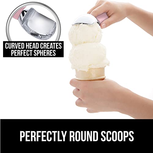 Gorilla Grip Large, Comfortable Handle, Heavy Duty Ice Cream Scoop, Professional Grade Scooper, Get Perfect Shape Scoops, Great for Spooning Frozen Hard Gelato and Sorbet, Cookie Dough, Melon, Pink