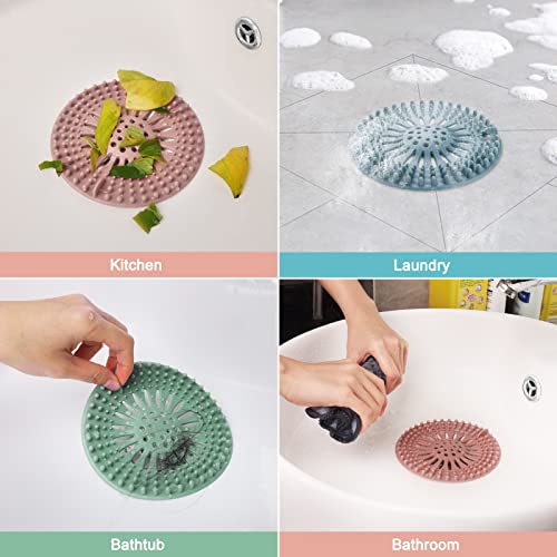 Hair Catcher Shower Drain Durable Silicone Hair Stopper Shower Drain Cover Hair Trap Easy to Install and Clean Suit for Bathroom Bathtub Tub and Kitchen 5 Pack