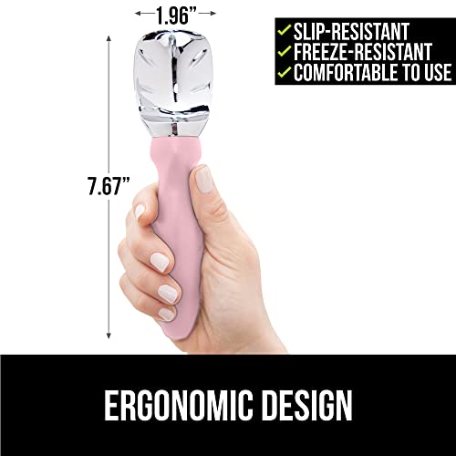 Gorilla Grip Large, Comfortable Handle, Heavy Duty Ice Cream Scoop, Professional Grade Scooper, Get Perfect Shape Scoops, Great for Spooning Frozen Hard Gelato and Sorbet, Cookie Dough, Melon, Pink