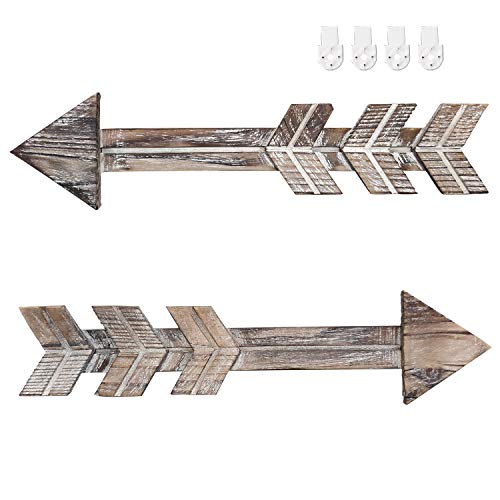 Urban Deco Wooden Arrow Wall Décor Rustic Wall Decor Woodland Decor Hanging Arrow Signs Farmhouse Decorative Wood Arrows - Brown Arrow sign Home Décor (Pack of 2)