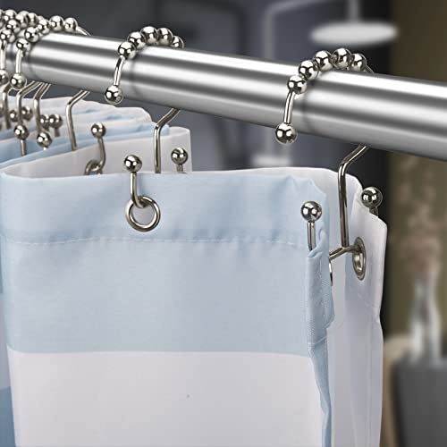 Titanker Shower Curtain Hooks Rings Rust Proof Metal Double Glide Shower Hooks Rings for Bathroom Shower Rods Curtains, Set of 12 Hooks - Nickel