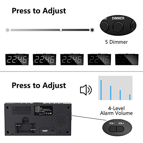 Sleep Well with our Large Display Bedroom Alarm Clock - USB Charging Port, 2 Loud Alarms, Adjustable Volume, Dimmable, Snooze - The Perfect Digital Clock for Deep Sleepers, Kids, and the Elderly - Enhance Your Home and Office