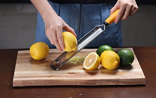 Deiss PRO Lemon Zester & Heavy Duty Cheese Grater & Vegetable Grater — Parmesan Cheese Lemon, Garlic, Nutmeg, Chocolate, Fruits, Vegetables, Ginger Grater - Cheese Shredder & Stainless Steel Grater