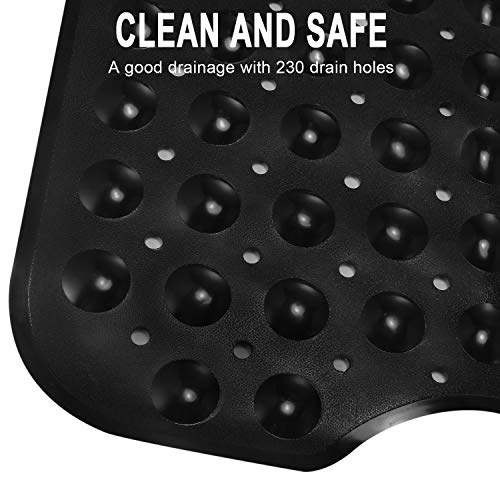 YINENN Bath Tub Shower Mat 40 x 16 Inch Non-Slip and Extra Large, Bathtub Mat with Suction Cups, Machine Washable Bathroom Mats with Drain Holes, Black