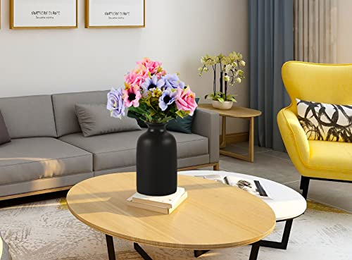 Ceramic Black Small Vase, Dry Flower Vases Minimalism Style for Modern Table Shelf Fit Fireplace Bedroom Kitchen Living Room Home Decor (Black, Small)