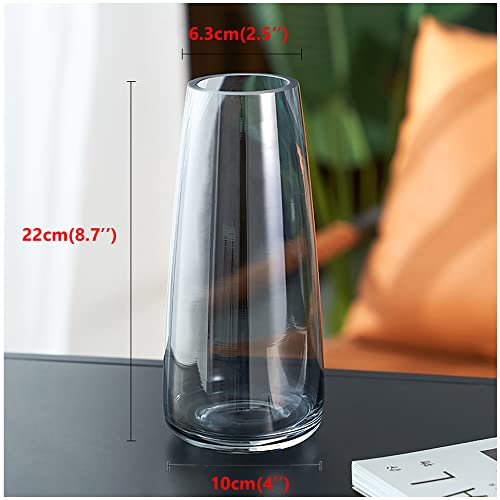 FANTESTICRYAN Modern Glass Vase Irised Crystal Clear Glass Vase for Home Office Decor (Crystal Grey)