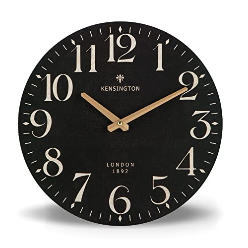 NIKKY HOME Farmhouse Black Wall Clock - 12 Inch Quartz Battery Operated Vintage Wooden Decorative Silent Analog Clock for Kitchen, Living Room, Bedroom, Office