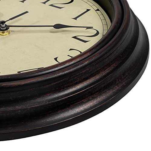 Retro Bronze Wall Clock - Silent Non-Ticking 12-Inch Classic Quartz Decorative Battery Operated Clock for Living Room, Kitchen, Home Office - Unique and Stylish