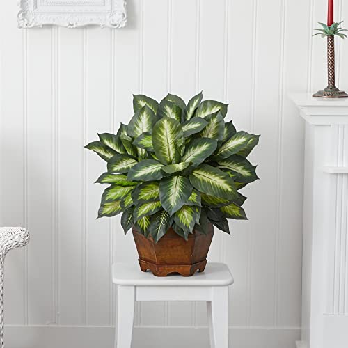 Nearly Natural 6639 24in. Golden Dieffenbachia Silk Plant, Green