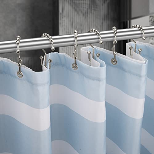 Titanker Shower Curtain Hooks Rings Rust Proof Metal Double Glide Shower Hooks Rings for Bathroom Shower Rods Curtains, Set of 12 Hooks - Nickel