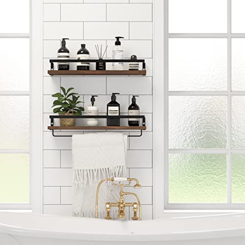 SODUKU Floating Shelves Wall Mounted Storage Shelves for Kitchen, Bathroom,Set of 2 Brown