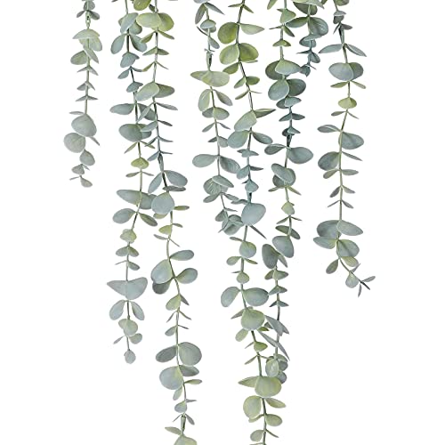 COCOBOO 1pcs Artificial Hanging Plants, Fake Potted Eucalyptus Faux Hanging Plant for Wall Room Home Indoor Outdoor Shelf Decor