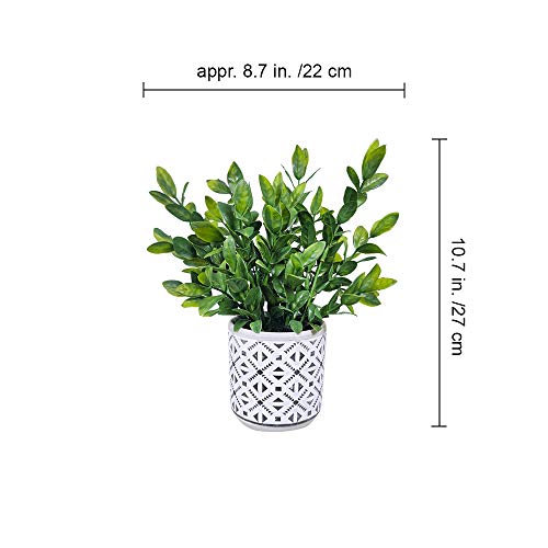 Winlyn Set of 2 Artificial Potted Plants Potted Eucalyptus Plant Artificial Grass in Modern Concrete Plant Pots Outdoor