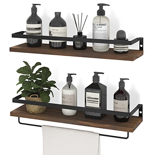 SODUKU Floating Shelves Wall Mounted Storage Shelves for Kitchen, Bathroom,Set of 2 Brown