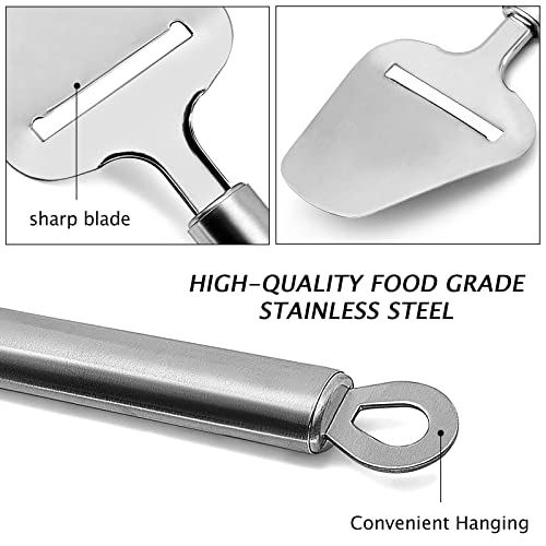 TOPULORS Cheese Slicer Stainless Steel, Cheese Knife Heavy Duty Plane Cheese Cutter, Shaver, Server For Semi-Soft, Semi-Hard Cheese