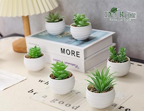 Der Rose Set of 6 Succulents Plants Artificial in Pots Small Fake Plants for Bedroom Aesthetic Living Room Office Shelf Bathroom Decor