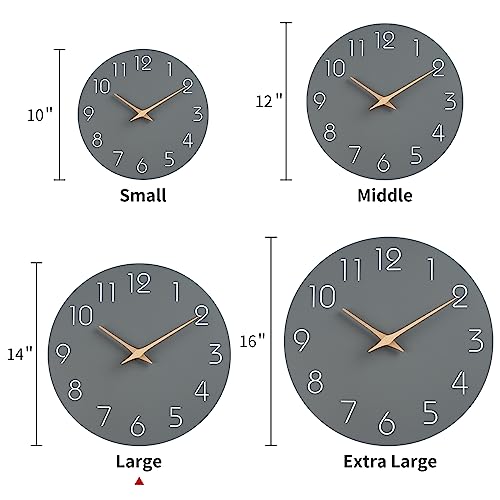 Enhance Your Space with the Mosewa 14 Inch Silent Non-Ticking Wall Clock - Battery Operated, Modern Wood Design - Perfect for Bedroom, Living Room, Kitchen, and Home Office Decor