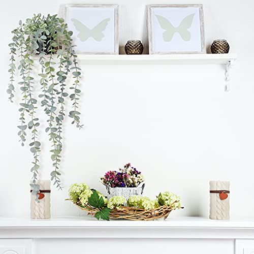 COCOBOO 1pcs Artificial Hanging Plants, Fake Potted Eucalyptus Faux Hanging Plant for Wall Room Home Indoor Outdoor Shelf Decor