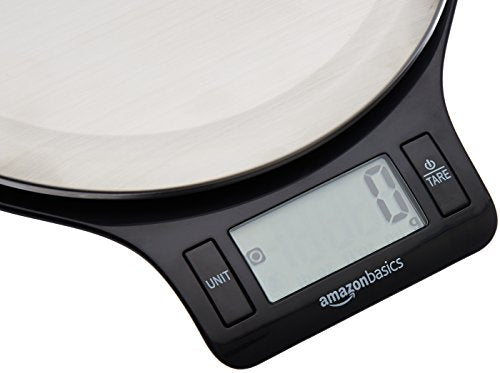 Amazon Basics Stainless Steel Digital Kitchen Scale with LCD Display, Batteries Included, Weighs up to 11 pounds