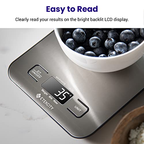 Etekcity Food Kitchen Scale, Digital Grams and Ounces for Weight Loss, Baking, Cooking, Keto and Meal Prep, LCD Display, Medium, 304 Stainless Steel