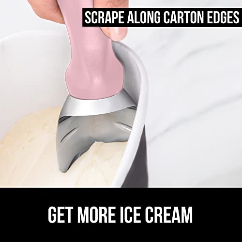 Gorilla Grip Large, Comfortable Handle, Heavy Duty Ice Cream Scoop, Professional Grade Scooper, Get Perfect Shape Scoops, Great for Spooning Frozen Hard Gelato and Sorbet, Cookie Dough, Melon, Pink