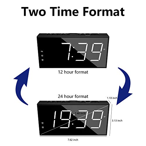 Sleep Well with our Large Display Bedroom Alarm Clock - USB Charging Port, 2 Loud Alarms, Adjustable Volume, Dimmable, Snooze - The Perfect Digital Clock for Deep Sleepers, Kids, and the Elderly - Enhance Your Home and Office