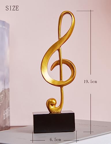 HAUCOZE 3pcs Music Note Decor Statue Musical Gifts Figurine Piano Sculpture Home Arts Gold 7.5 inch