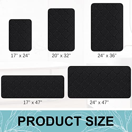 OLANLY Memory Foam Bath Mat Rug, Ultra Soft Non Slip and Absorbent Bathroom Rug, Machine Wash Dry, Comfortable, Thick Bath Rug Carpet for Bathroom Floor, Tub and Shower, 24x16, Black