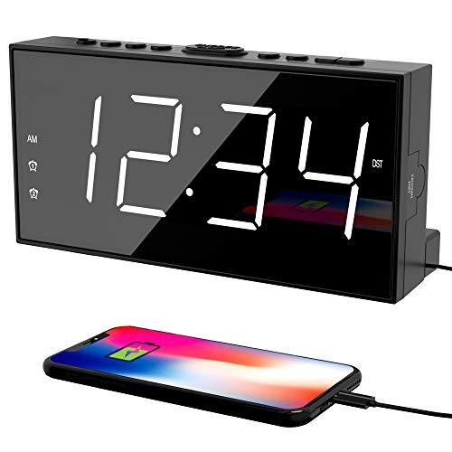 Sleep Well with our Large Display Bedroom Alarm Clock - USB Charging Port, 2 Loud Alarms, Adjustable Volume, Dimmable, Snooze - The Perfect Digital Clock for Deep Sleepers, Kids, and the Elderly - Enhance Your Home and Office