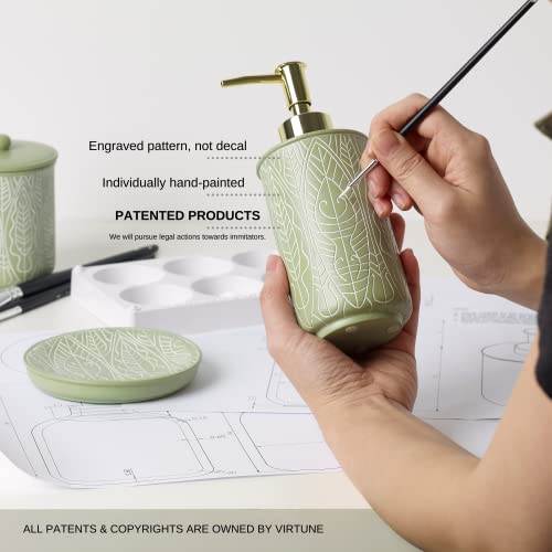 Premium Pastel Green Bathroom Accessories Set, Green, Boho Decor. Accesorios para Baños. New Apartment Essentials. Green Toothbrush Holder and Soap Dispenser.