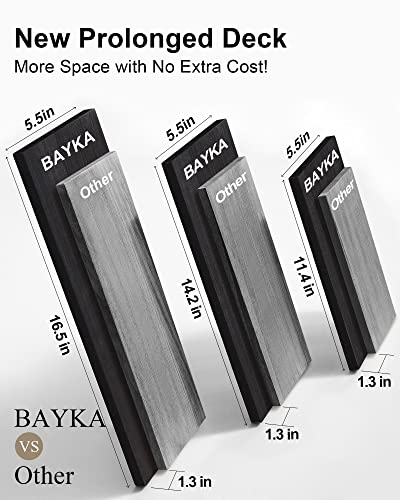 BAYKA Wall Shelves for Bedroom Decor, Floating Wall Shelves for Living Room Kitchen Storage, Wall Mounted Rustic Wood Floating Shelves for Kids Books, Small Shelf for Bathroom(Black and gold，Set of 3)