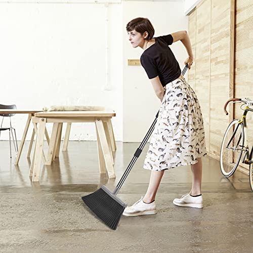 kelamayi Broom and Dustpan Set for Home, Office, Stand Up Broom and Dustpan (Black&Gray)