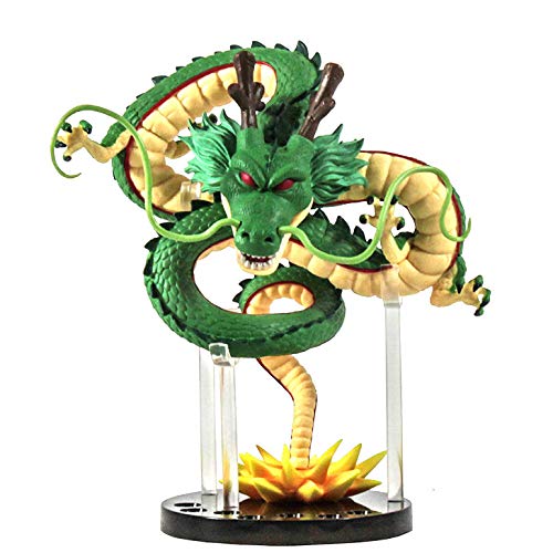 Mysika Resin Shenron Figure Shenlong Statue Set + 3.5cm Crystal Balls + Shelf with Gift Box for Business Halloween Christmas Holiday and Birthday Home Decoration