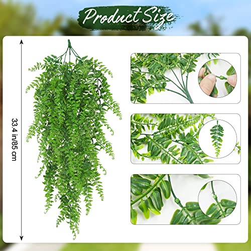 Huryfox Artificial Hanging Plants Fern Vine - Fake Ivy Leaves Decoration for Indoors & Outdoors, Faux Foliage Greenery Decor for Living Room, Kitchen, Balcony, Garden, Bedroom, Farmhouse Aesthetic