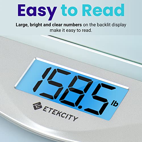 Etekcity Bathroom Scale for Body Weight, Digital Weighing Machine for People, Accurate & Large LCD Backlight Display, 6mm Tempered Glass, 400 lbs