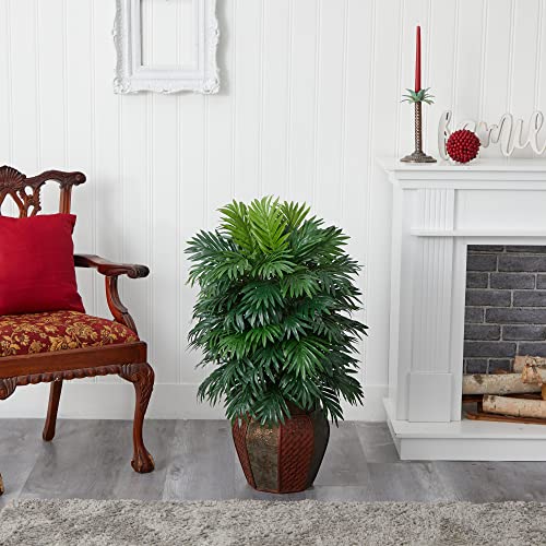 Nearly Natural Areca Palm with Vase Silk Artificial Plant, 42" x 11" x 11", Green - 6651