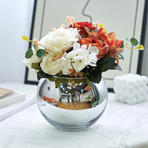 SNDEC Desk Decor, Glass Candy Dish Desk Organizer to See Behind You, Home Office Aesthetic Table Vases Flower Pot, Cubicle Convex Desk Rearview Mirror Monitor