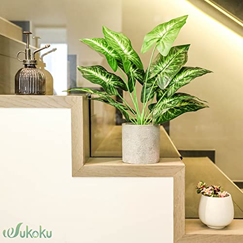 WUKOKU 16" Small Fake Plants Artificial Potted Faux Plants Desk Plant for Home Office Farmhouse Kitchen Shelf Indoor Decor