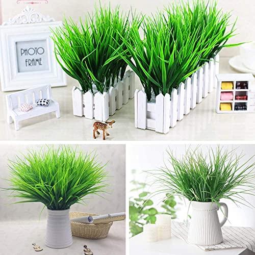 Ageomet 6 Bundles Fake Plants Outdoor, Artificial Fake Grass Plants Flowers, UV Resistant Fake Bushes Plastic Artificial Greenery Shrubs, Faux Greenery for House Garden Patio Front Porch Indoor Decor